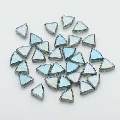 Electroplated Fan-Shaped Glass Beads 10mm Iridescent Pastel 30pcs 10