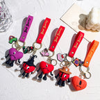 Soft Rubber Bad Bunny Keychain Colorful Heart Character Charm