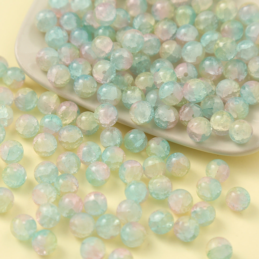 Gradient Crackle Round Glass Beads 10mm Pastel Mixed Colors 100pcs 15