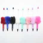 Beadable Pen Plush Pastel Color Soft Pom-Pom Ballpoint Pen 4