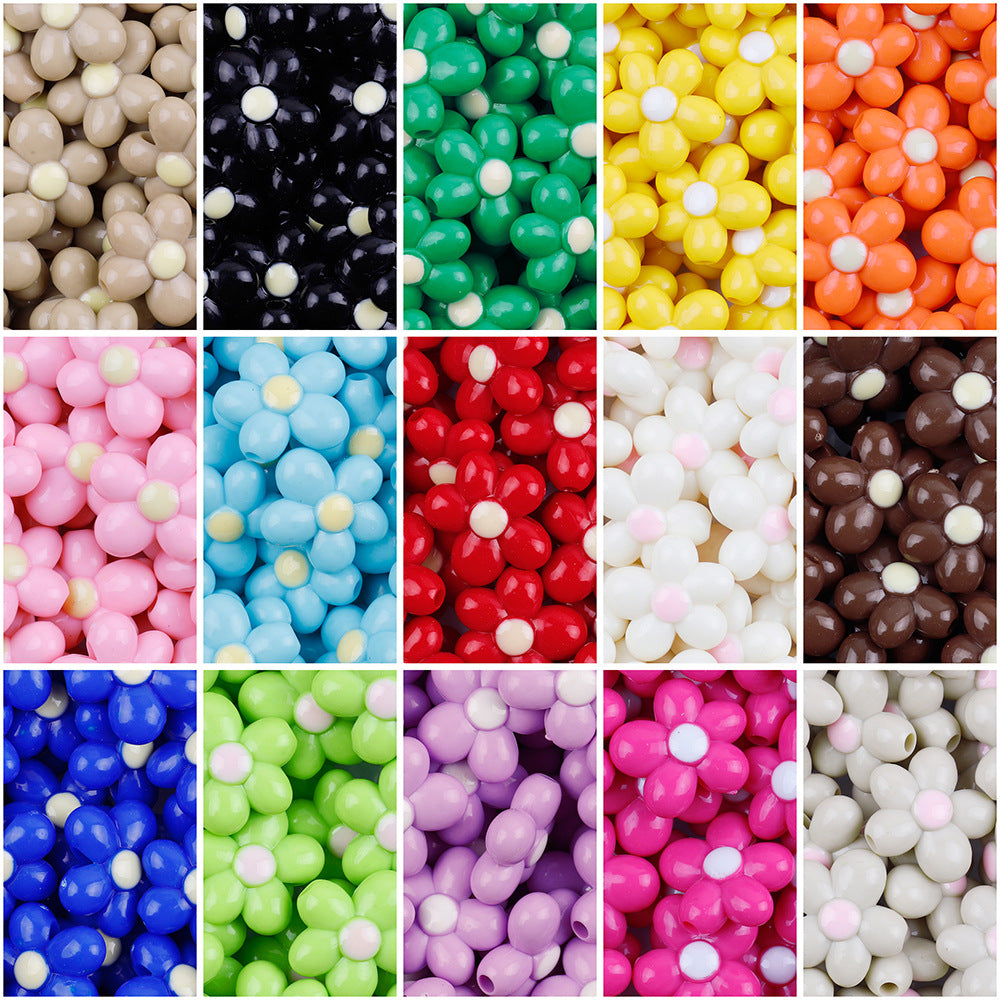 Glow In The Dark Five-Petal Flower Acrylic Beads 21mm Bicolor 10pcs