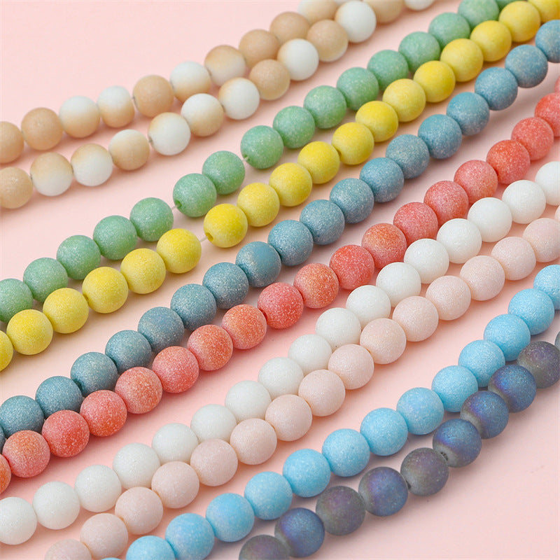 Frosted Round Glass Beads 8mm Soft Matte Pastel Colors 70pcs 2