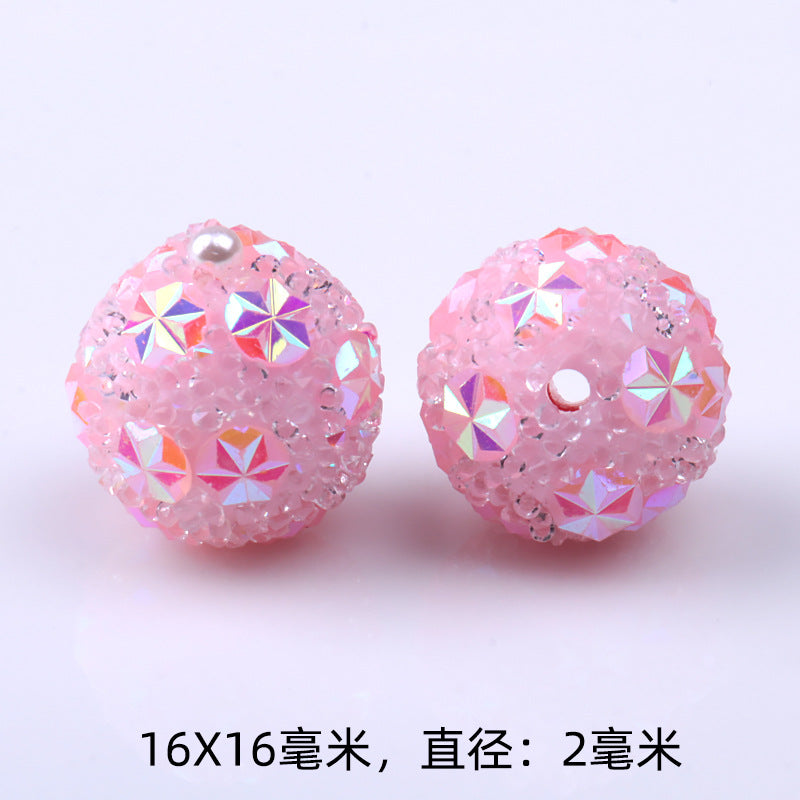 Rhinestone Bubblegum Beads 16mm Macaron Colored Holographic 1pc 11