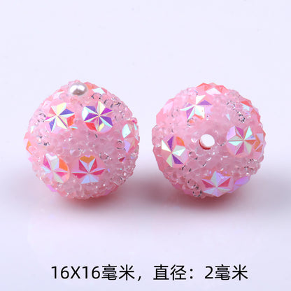 Rhinestone Bubblegum Beads 16mm Macaron Colored Holographic 1pc 11