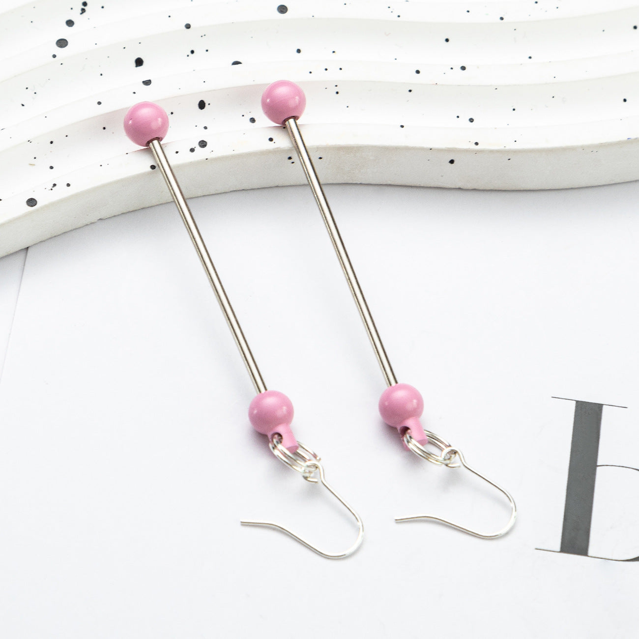 Beadable Earrings Metal Colorful Bar 7.8cm 4.4g Wholesale 14