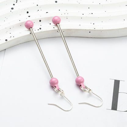 Beadable Earrings Metal Colorful Bar 7.8cm 4.4g Wholesale 14