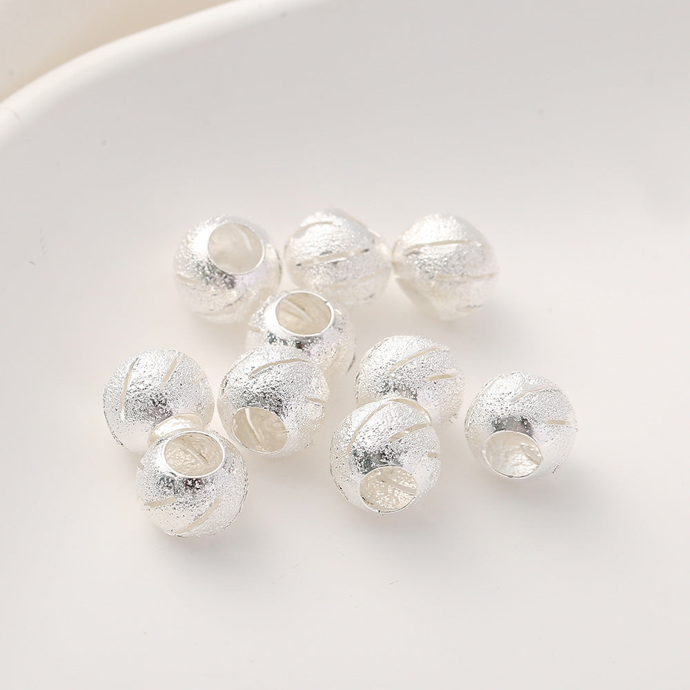 Brass Flower Engraved Metal Beads 10mm Matte Large Hole 50pcs 8