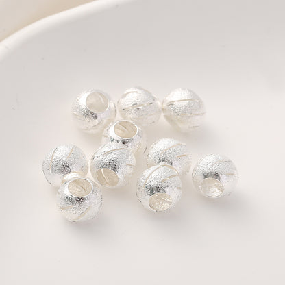Brass Flower Engraved Metal Beads 10mm Matte Large Hole 50pcs 8