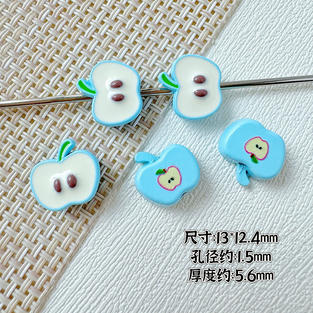 Apple Metal Beads 13mm Glossy Painted Multicolor 10pcs 8