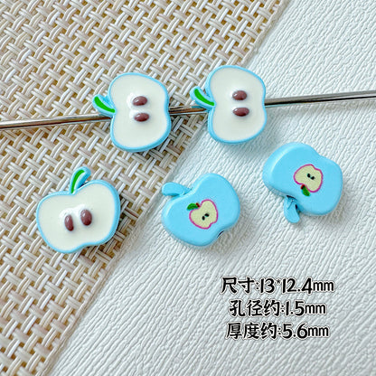 Apple Metal Beads 13mm Glossy Painted Multicolor 10pcs 8