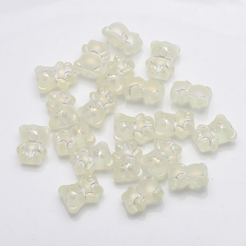 Electroplated Bear Glass Beads 12mm 14mm Mixed Metallic Colors 20pcs 30