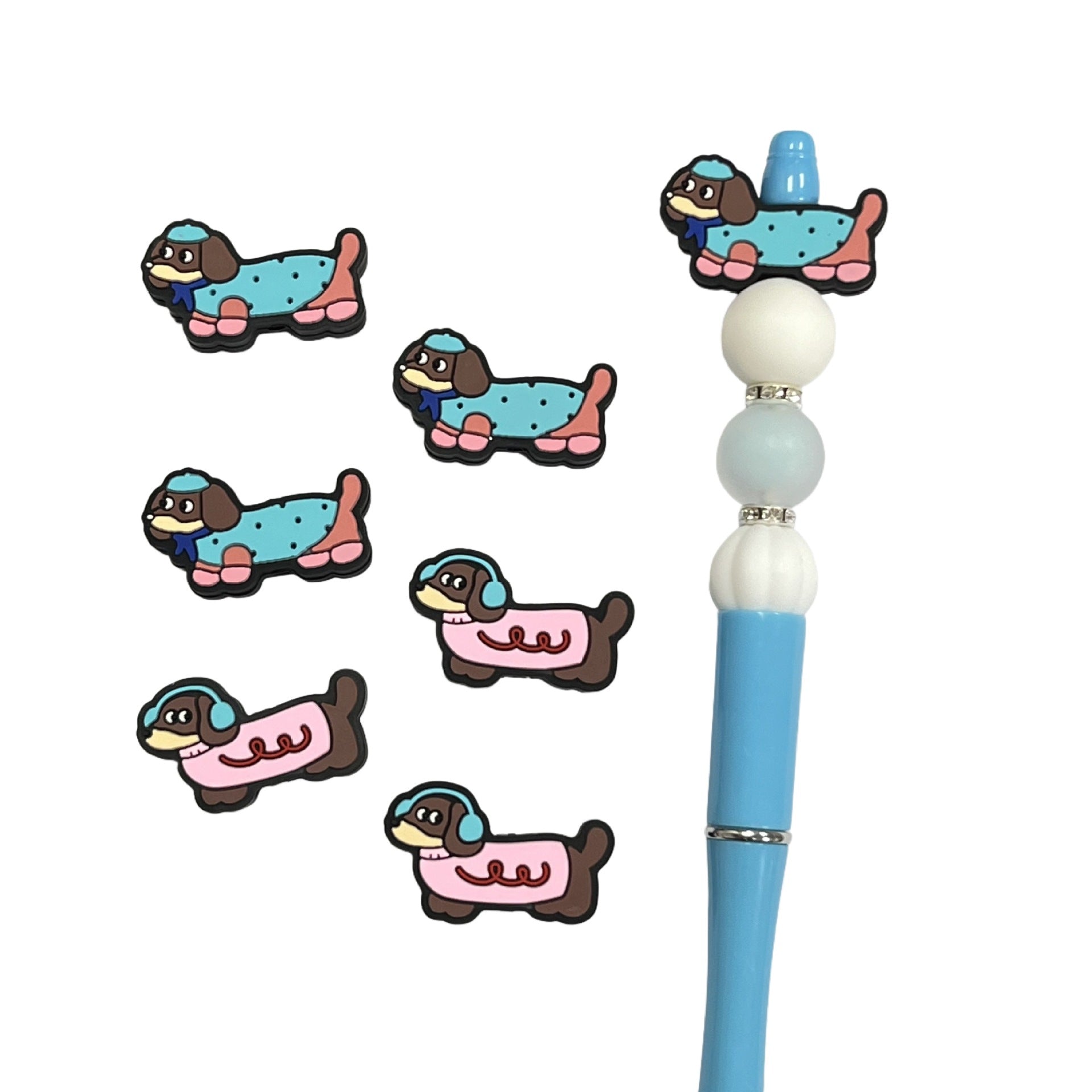 Silicone Focal Beads Cartoon Animal Spring Dog Smiling Faces 20pcs 4