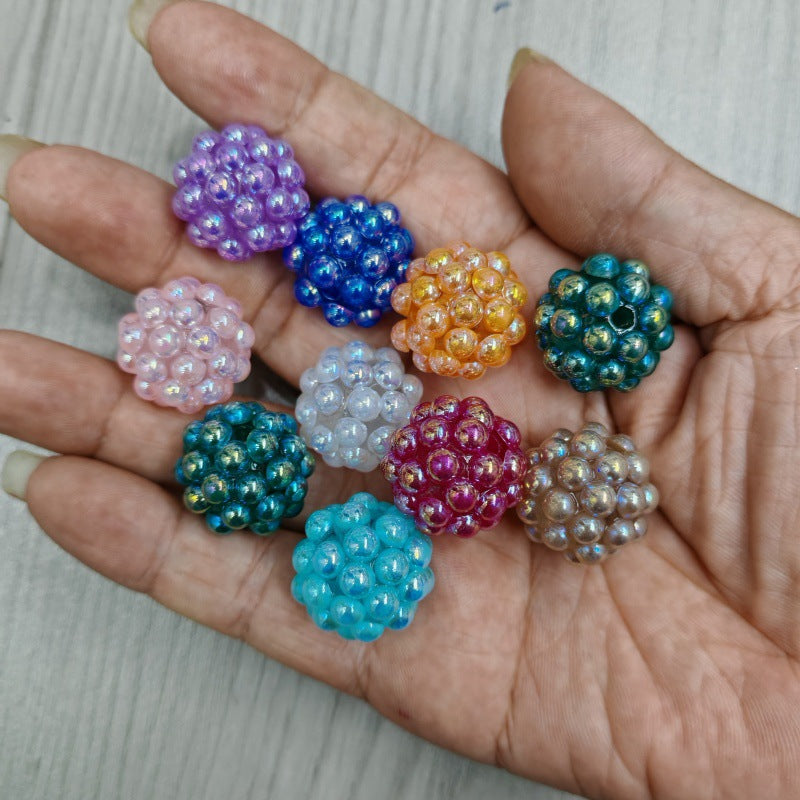 Plated Bubblegum Beads 20mm Waxberry Pearlescent Clustered 50pcs 2
