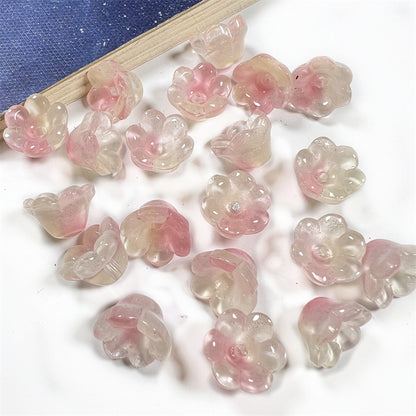 Wind Chime Flower Glass Beads 12mm Transparent Pink 50pcs 2