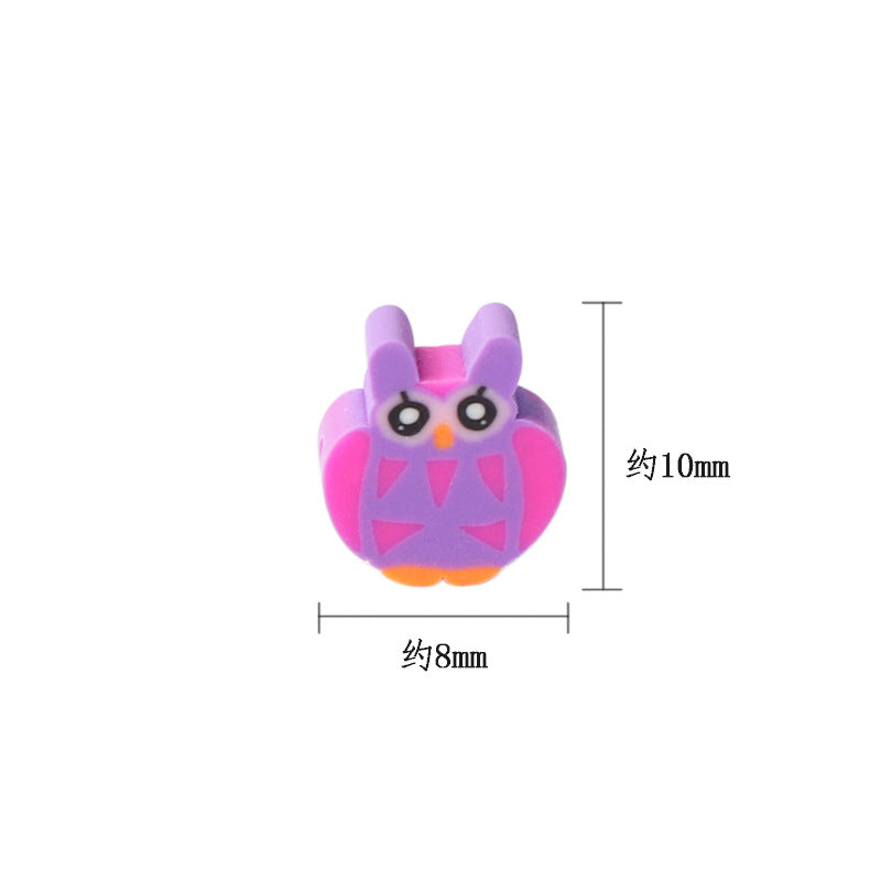 Owl Clay Beads 10mm Colorful Geometric Polymer 200pcs 2