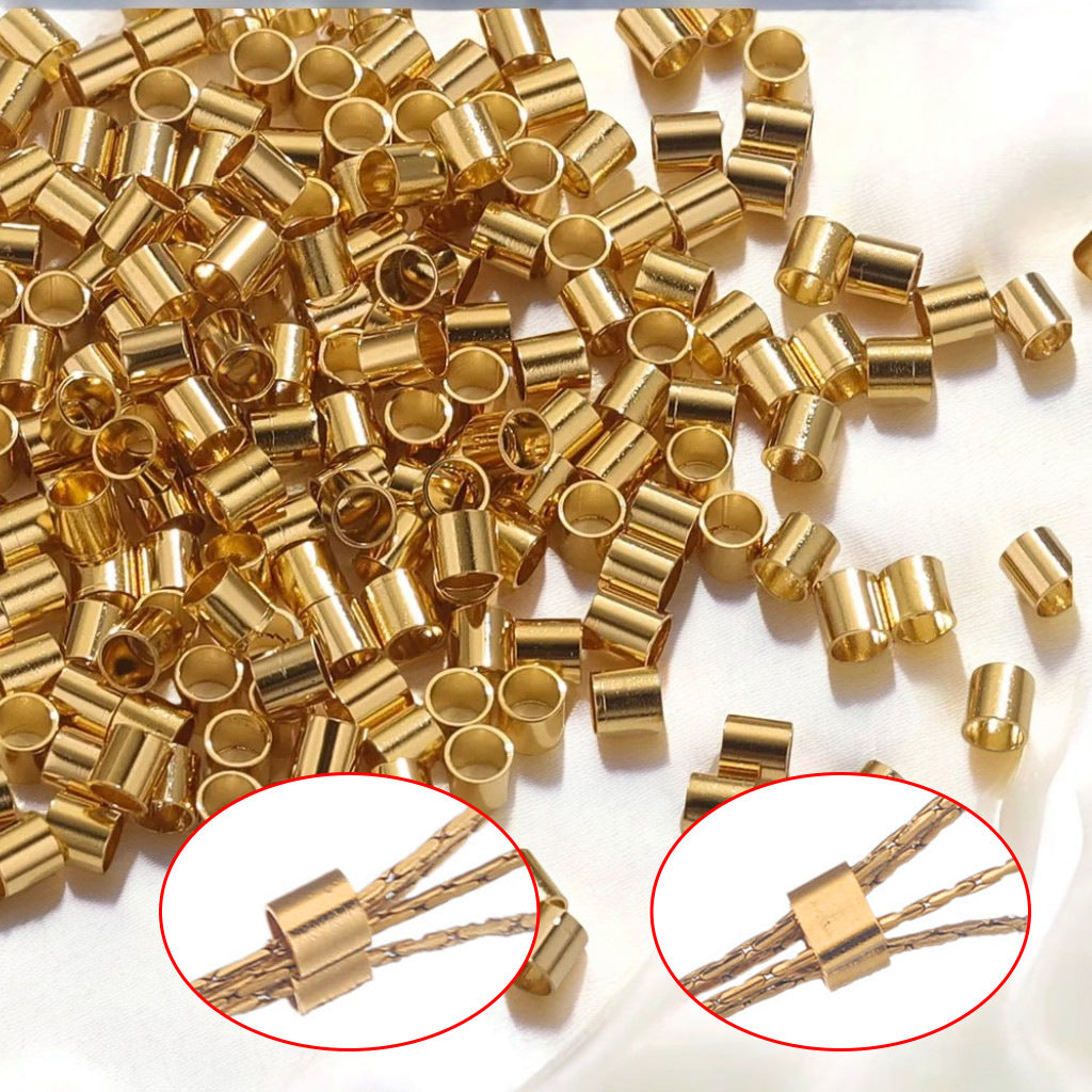 Stainless Steel Tube Metal Beads 1.5/2/2.5mm Crimp Style 200pcs