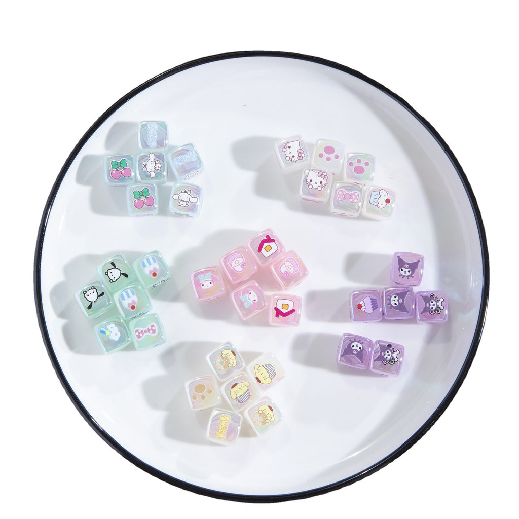 Jelly Color Sanrio Printed Acrylic Square Beads 14mm 10pcs 5