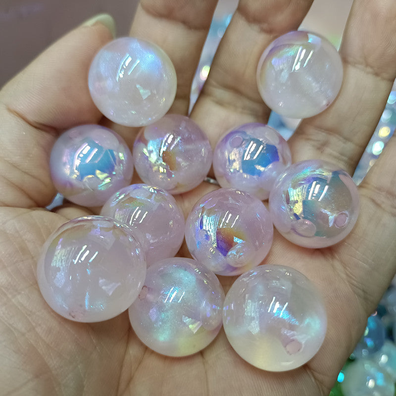 Glitter Bubblegum Beads 20mm Plating Shimmer Iridescent Pastel 50pcs 7