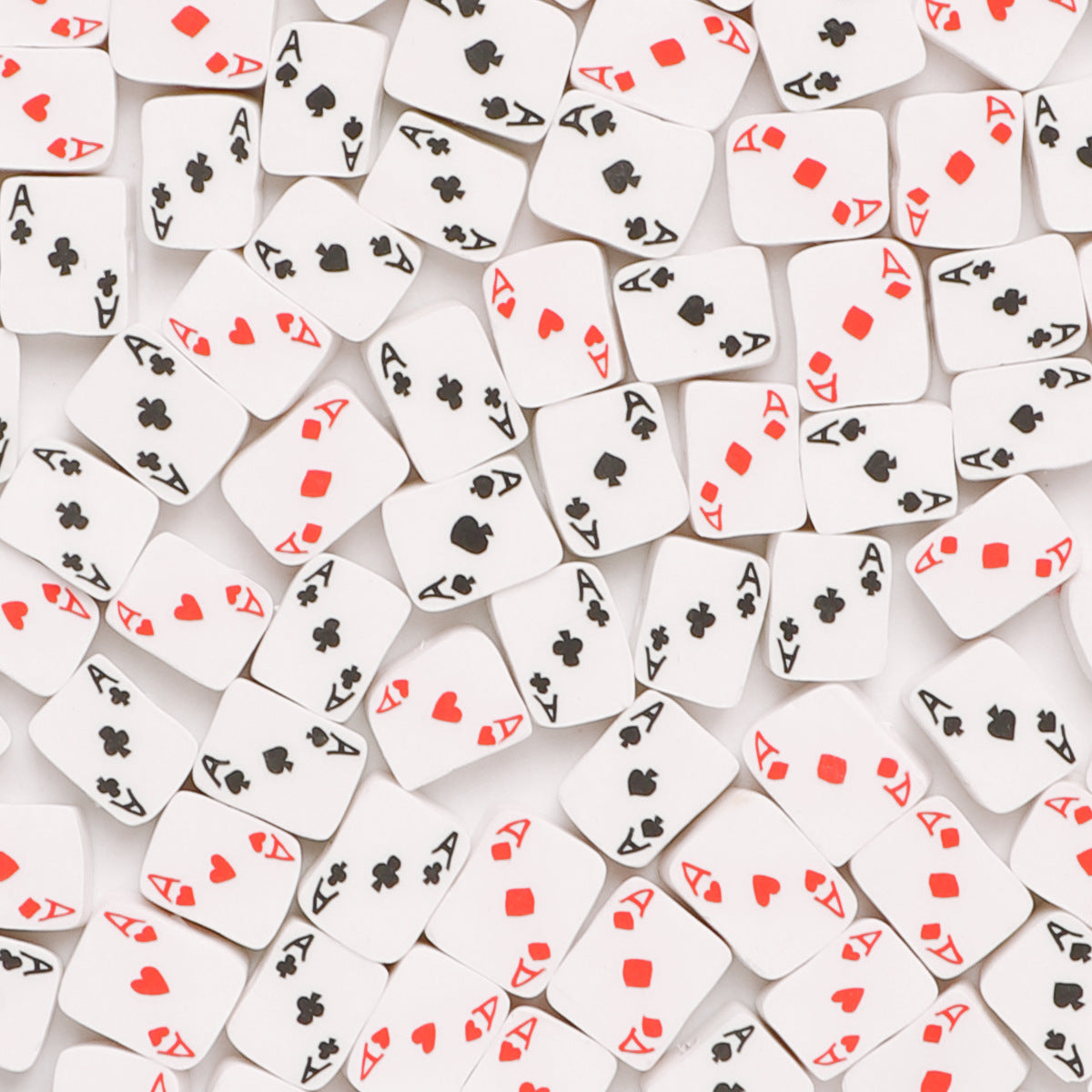 Flat Clay Beads 10mm Playing Cards Polymer Mixed 100pcs 10