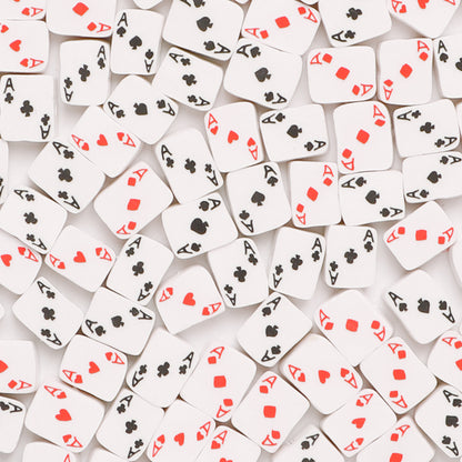 Flat Clay Beads 10mm Playing Cards Polymer Mixed 100pcs 10