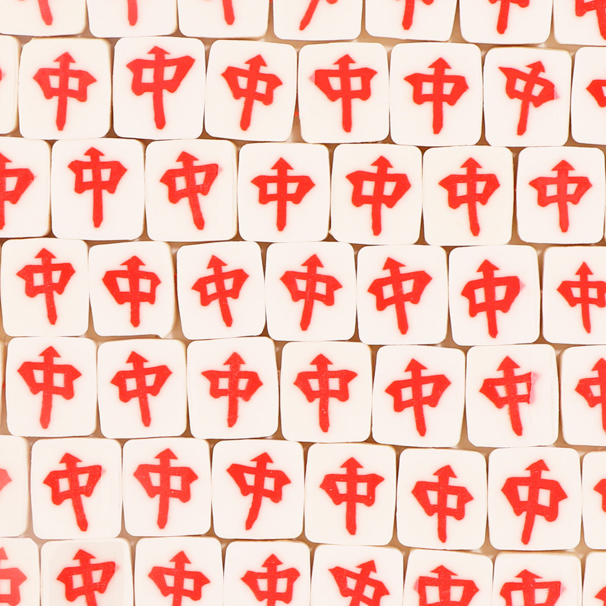 Flat Clay Beads 9x10mm Mahjong Tile Design Polymer 100pcs 11