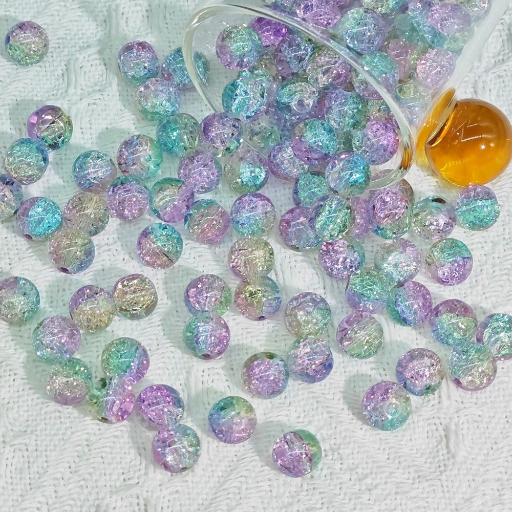Crackle Glass Beads Round 10mm Transparent Mixed Colors 50pcs 74