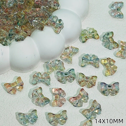 Sweet Bow Glass Beads 14mm Transparent Pastel Mixed Colors 50pcs 10
