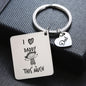 Father's Day Gift Stainless Steel Engraved Heart Charm Keychain 2