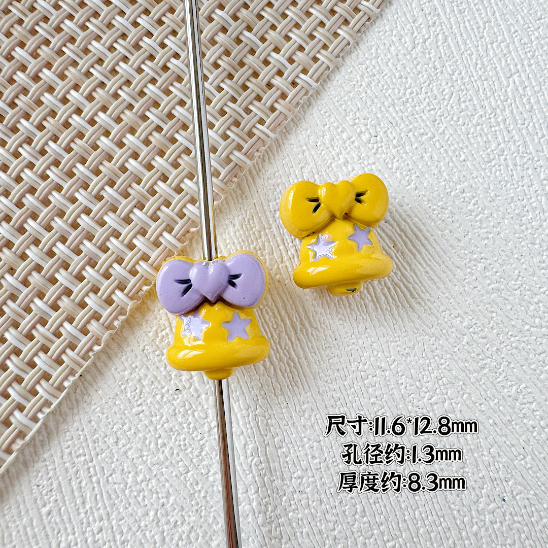 Bell and Bow Metal Beads 13mm Baking Painted Colorful 10pcs 8