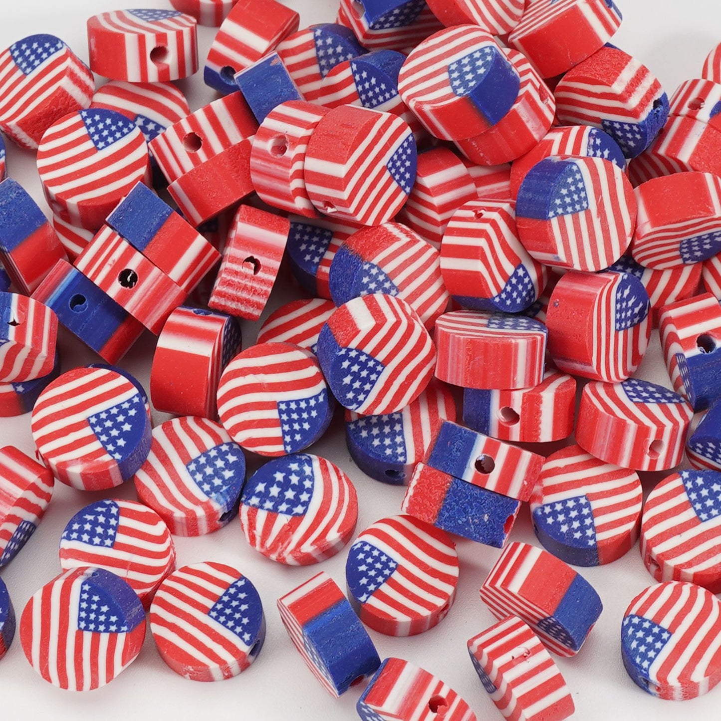 Geometric Clay Beads American Flag Colors Patriotic Design 200pcs 6