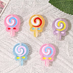 Glossy Lollipop Resin Beads 28mm Pastel Swirl Bow 10pcs 4