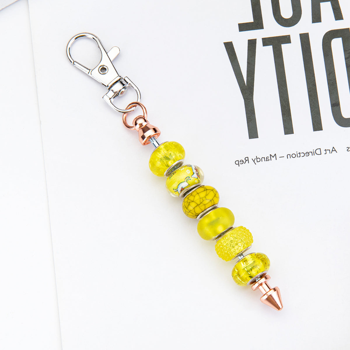 Beadable Keychain Metal Conical Bullet Shape Rose Gold Silver Gun Gray Black 2