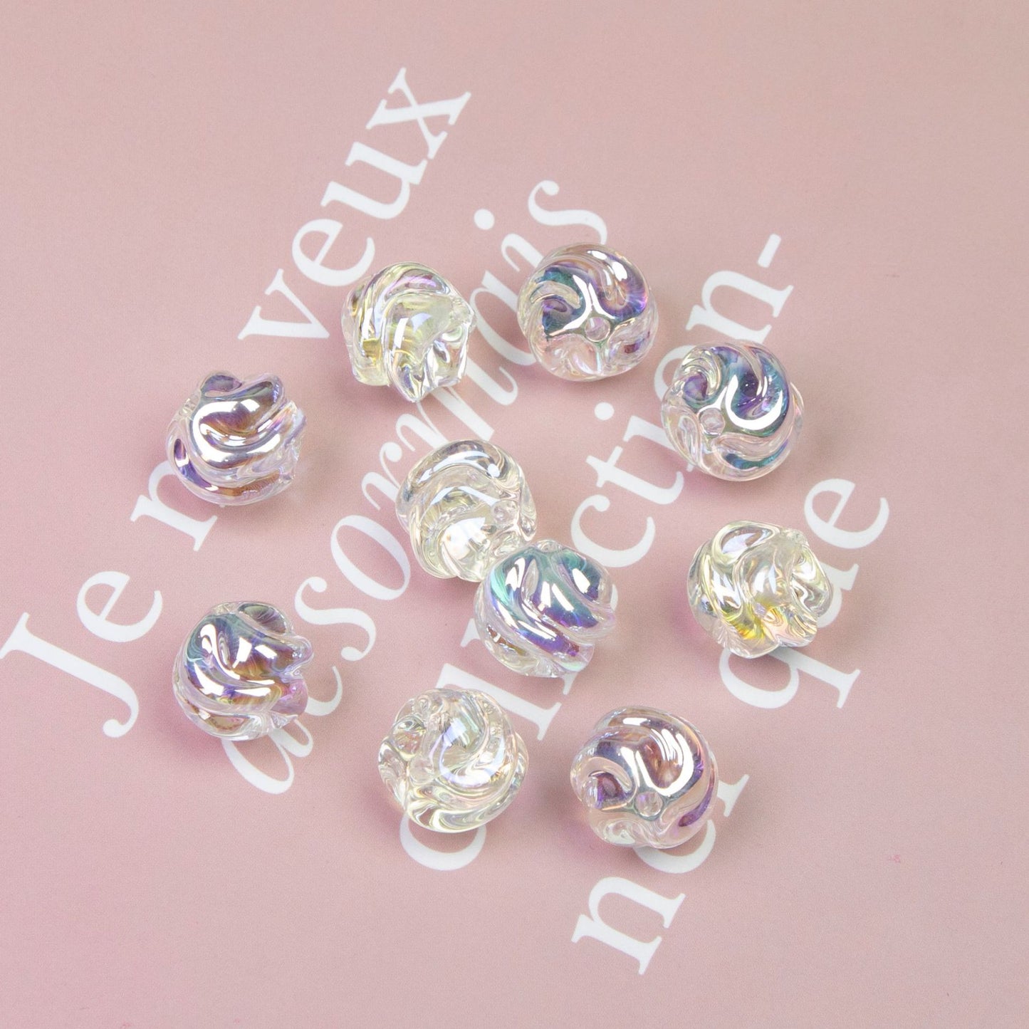 Transparent Twist Acrylic Beads 15mm 16mm Plated Assorted 20pcs 7
