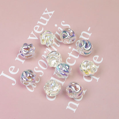 Transparent Twist Acrylic Beads 15mm 16mm Plated Assorted 20pcs 7