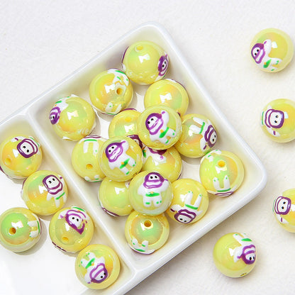 Hand-Painted Halloween Pumpkin Ghost Acrylic Beads 16mm 8