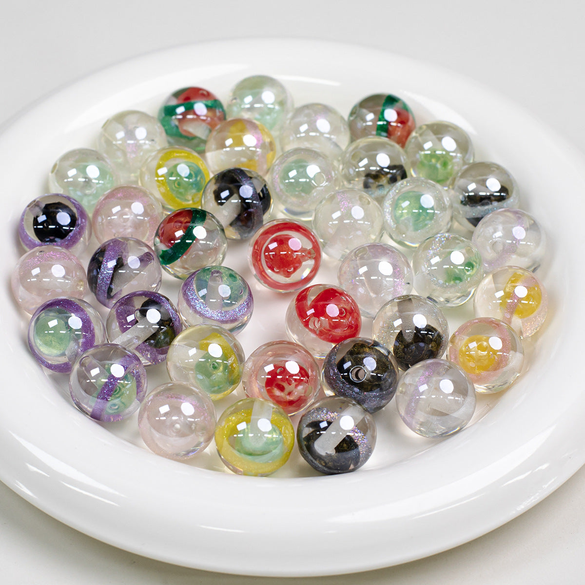 Clear Planet Halo Round Resin Beads 16mm Multicolor 10pcs 3