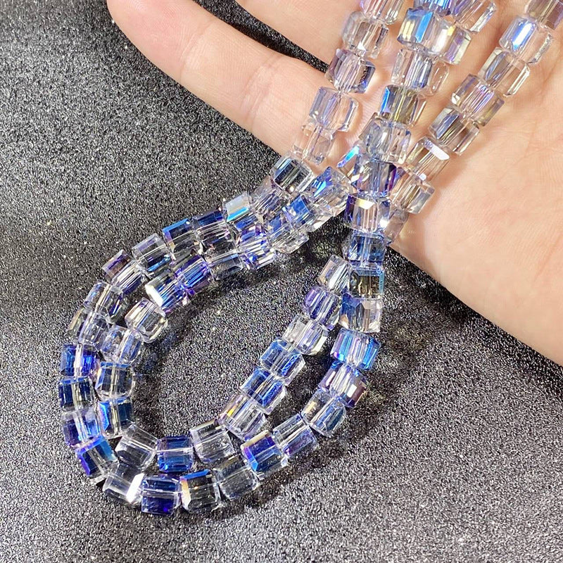 Square Transparent Glass Beads 8mm Clear Iridescent Shine 50pcs 17