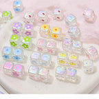 Clear Square Acrylic Beads 14mm Sanrio Cartoon Designs 10pcs