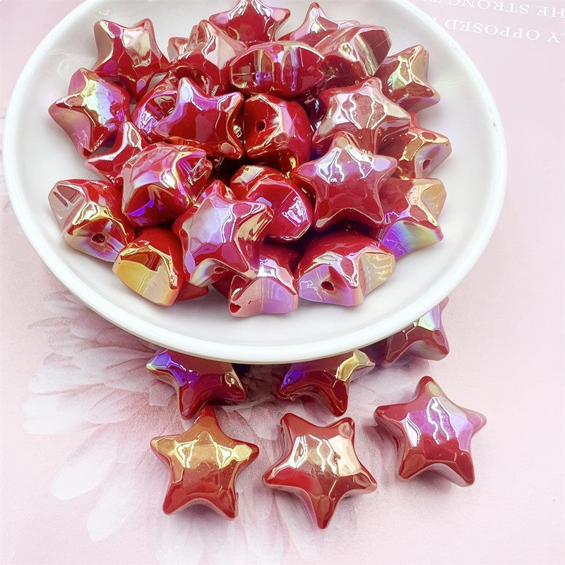 Glow Star Acrylic Beads 20mm UV Plated Cream Colors 10pcs 7