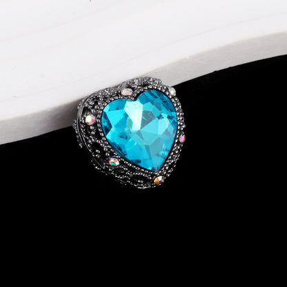 Double-Sided Heart Rhinestone Beads 22mm Alloy Encrusted 10pcs 34