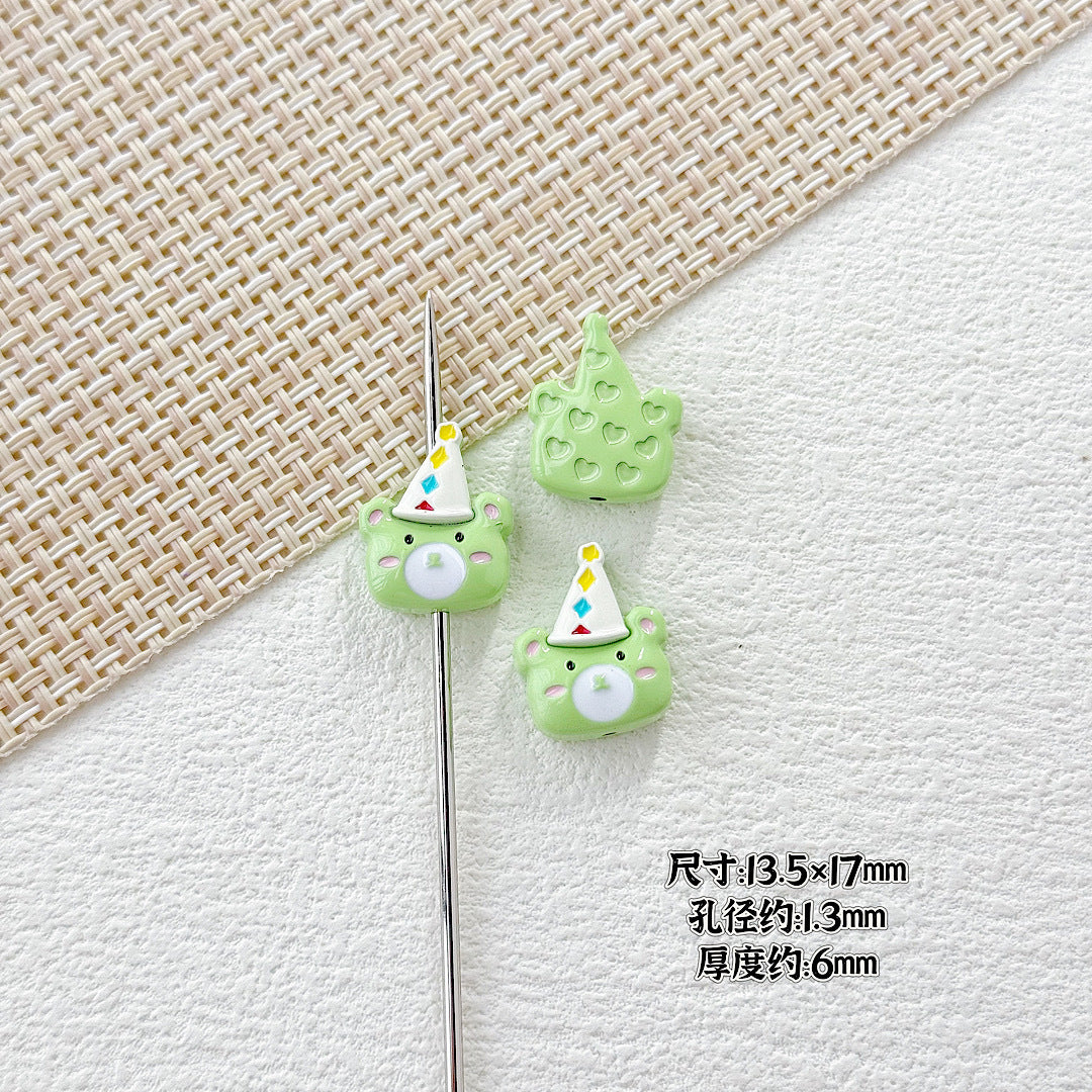 Dolphin and Birthday Bear Metal Beads 15 17mm Painted Alloy 10pcs 16
