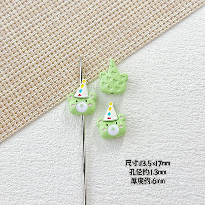 Dolphin and Birthday Bear Metal Beads 15 17mm Painted Alloy 10pcs 16