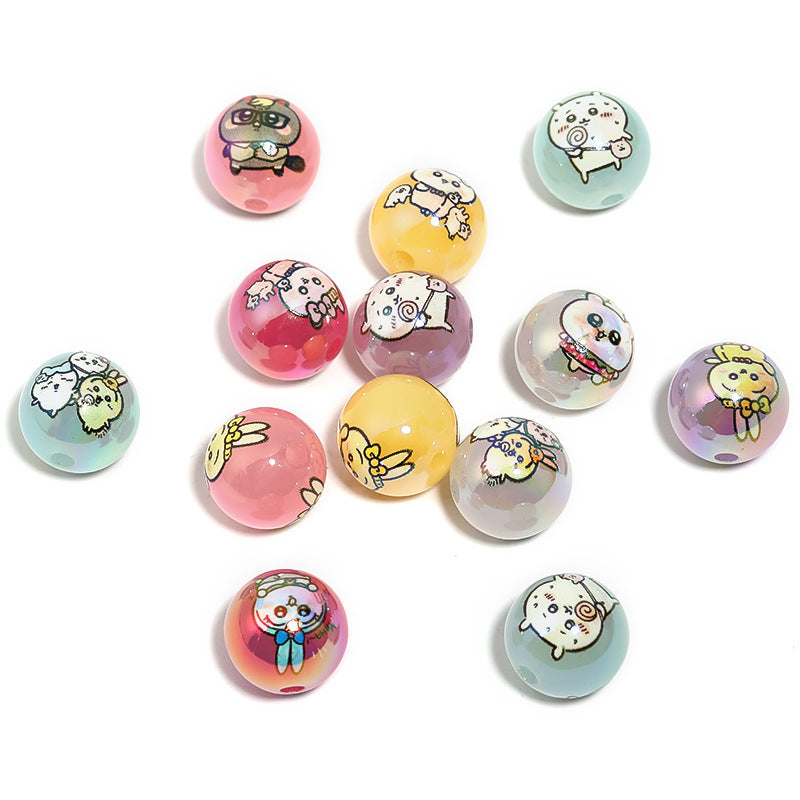 UV Plating Printed Acrylic Beads 16mm Chiikawa Cute Characters 50pcs 6