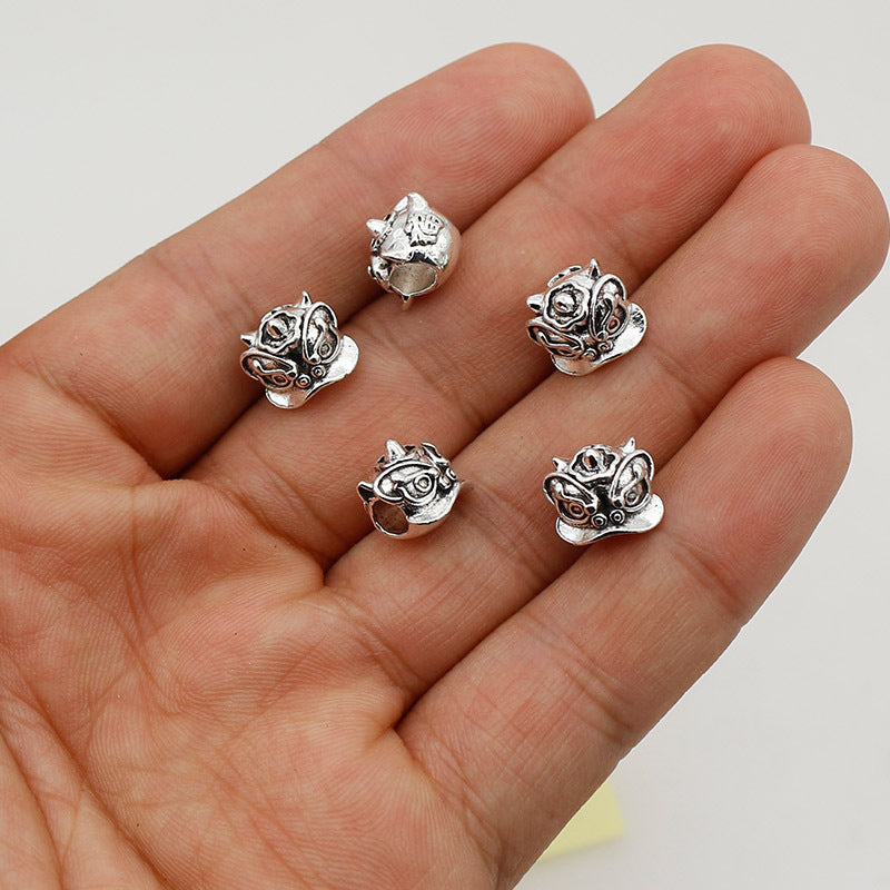 Dancing Lion Metal Beads 10mm Tibetan Large Hole Alloy 20pcs 4