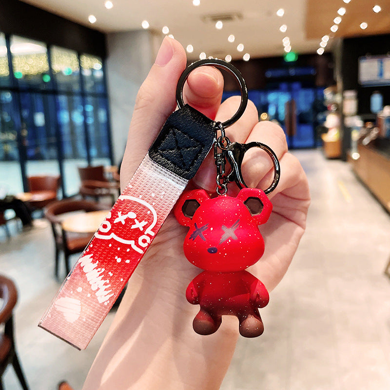 Colorful Resin Bear Couple Keychain Vibrant Gradient Hues 3