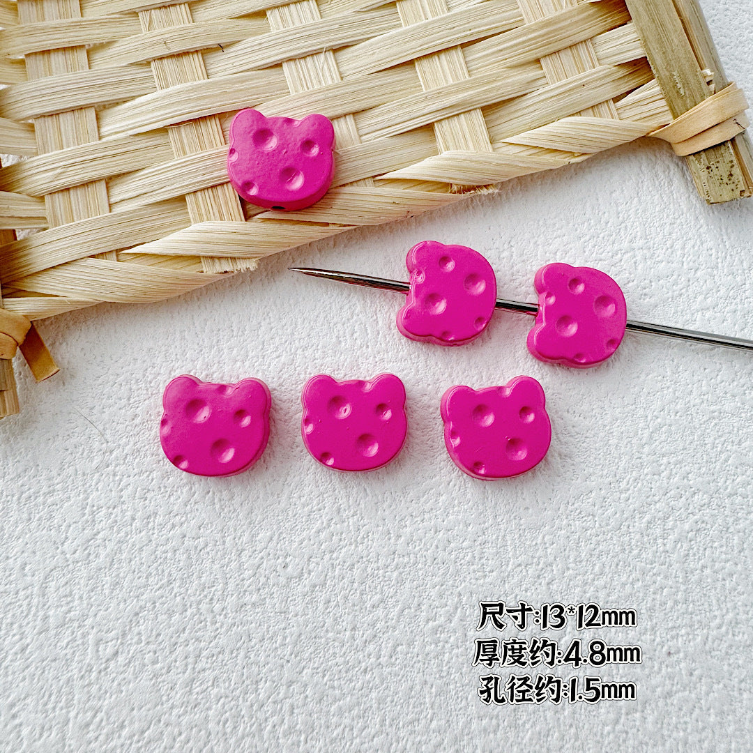 Baking Painted Cheese Animal Metal Beads Whimsical Pastel Colors 20pcs 39