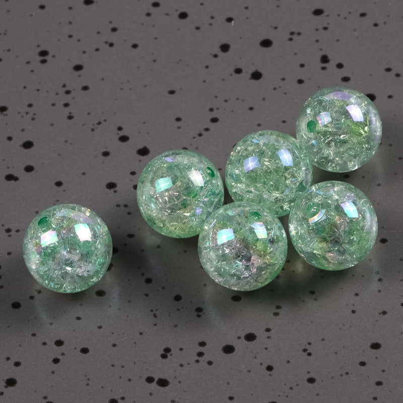 Plating Round Acrylic Beads 16mm AB Colored Crackle 100pcs 8