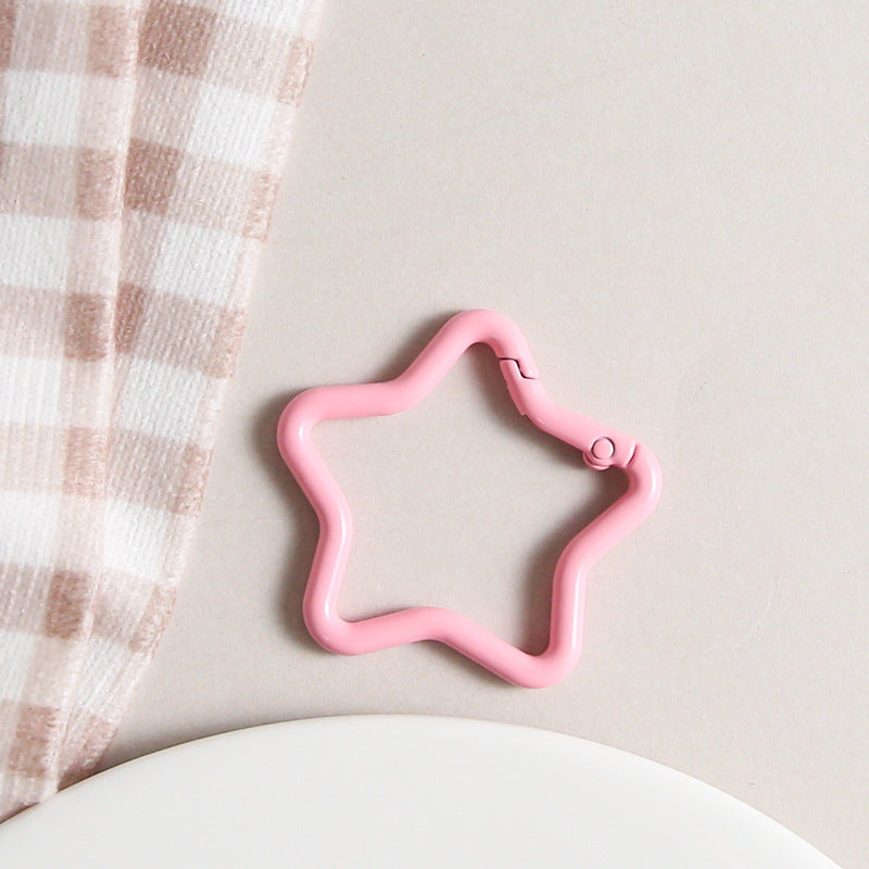 Zinc Alloy Star Trigger Spring Key Rings 41mm Baking Painted 6pcs 11