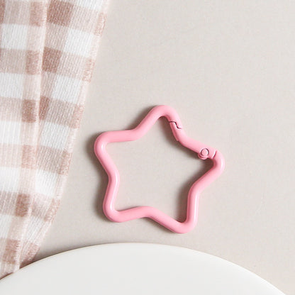 Zinc Alloy Star Trigger Spring Key Rings 41mm Baking Painted 6pcs 11