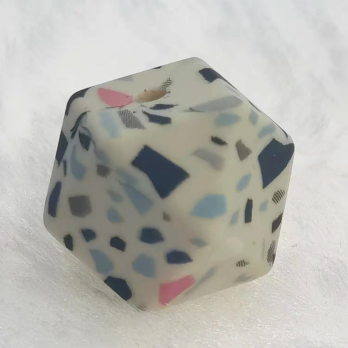 14mm Hexagon Silicone Beads Printed Camouflage Leopard Design 50pcs